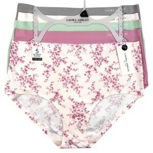 💫 NWT LAURA ASHLEY NWT 5-PACK NO SHOW SUPER SOFT BRIEF PANTIES SIZE LARGE FLORAL